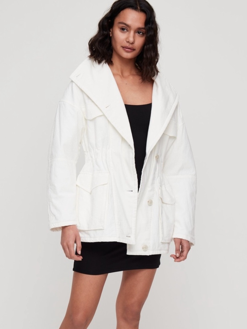 NWT Wilfred Ruby 100% Cotton Utility Jacket Oversized White XS